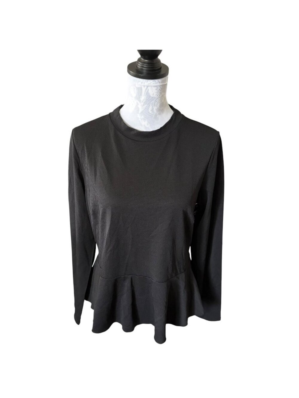 SPANX Womens Pique Long Sleeve Swim Shirt Xlarge Black NWT
